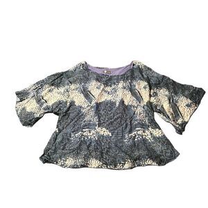 M Made in Italy silk blend animal print blouse art to wear XL